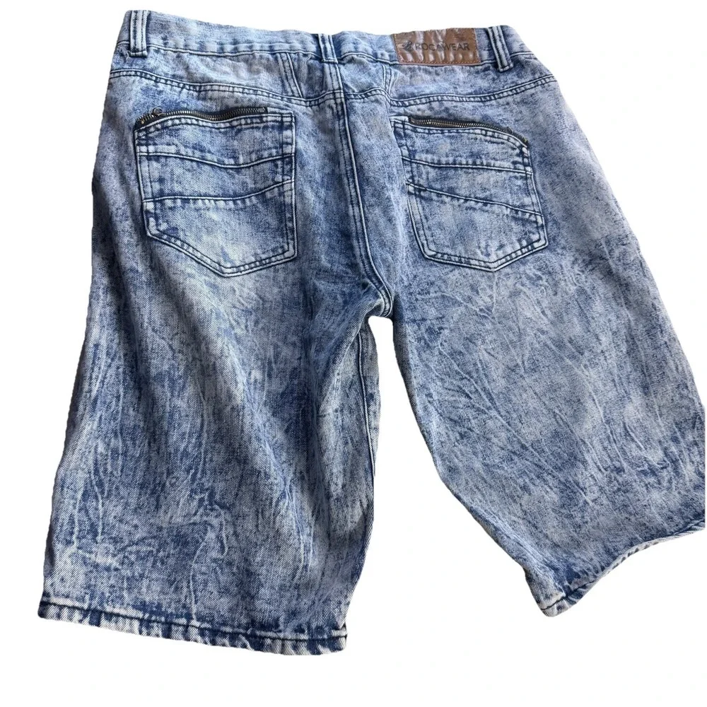 Rocawear Men's Denim Shorts W36 Acid‎ Wash Y2K Baggy Long Hip Hop